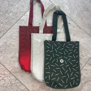 lululemon Small Tote Set of 3 - Red, White, and Forest Green